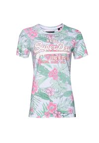 Koszulka turystyczna damska Superdry Vintage Logo Tropical t-shirt. Kolor: biały. Materiał: bawełna. Wzór: nadruk #1