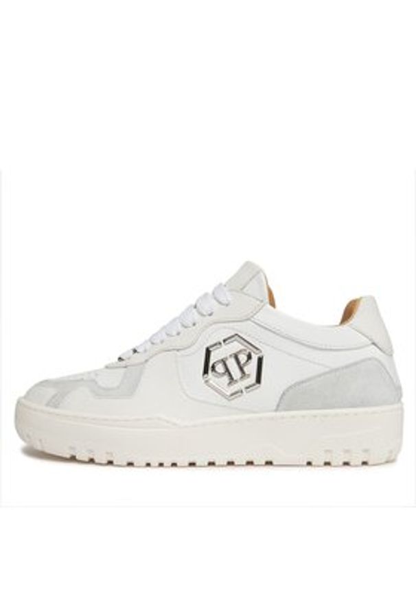 Philipp Plein - PHILIPP PLEIN Sneakersy Mix Leather Lo Top Sneakers SADS USC0545 PLE010N 01 Biały. Kolor: biały. Materiał: skóra