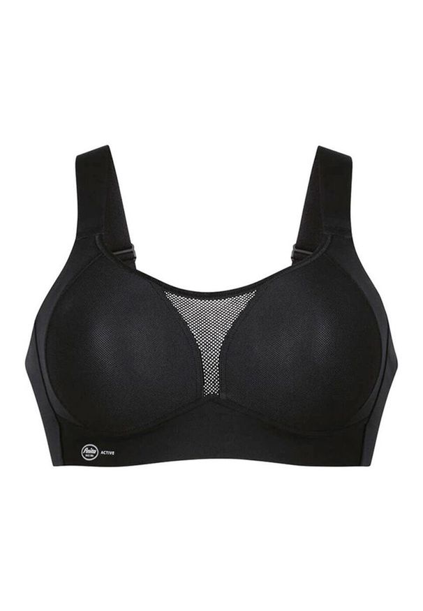 ANITA ACTIVE - Stanik fitness cardio Smart Control. Kolor: czarny. Materiał: poliamid, elastan, poliester. Wzór: paski. Sport: fitness