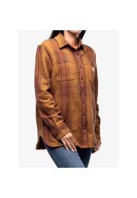 Koszula turystyczna damska Carhartt Twill L/S Plaid Shirt. Kolor: brązowy