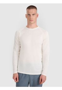 4f - 4F Longsleeve do biegania szybkoschnący męski - biały M. Kolor: biały. Materiał: włókno, skóra, materiał. Długość rękawa: długi rękaw. Długość: krótkie