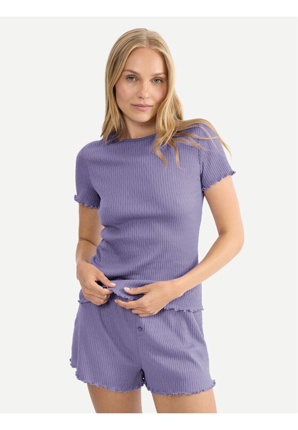 Triumph Koszulka piżamowa Mix & Match 10227214 Fioletowy Regular Fit. Kolor: fioletowy. Materiał: syntetyk, bawełna