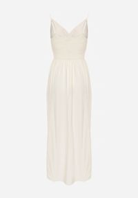 Renee - Beżowa Sukienka z Wiskozy Anomaria. Kolor: beżowy. Materiał: wiskoza. Długość rękawa: na ramiączkach. Sezon: lato. Typ sukienki: rozkloszowane, kopertowe. Długość: maxi #8