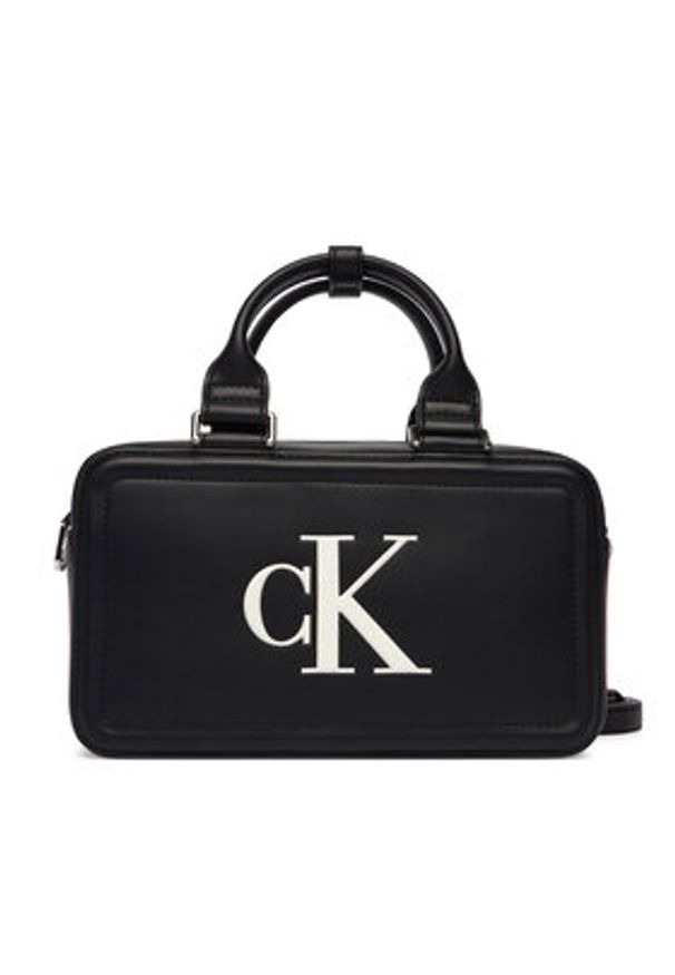 Calvin Klein Torebka Bold Ck Bauletto Crossbody LV04F3411G Czarny. Kolor: czarny. Materiał: skórzane
