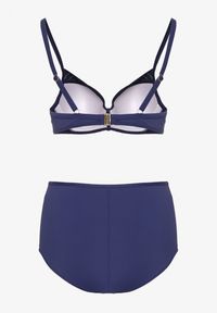 Renee - Granatowe Bikini Biustonosz Zdobiony Aplikacją i Majtki Typu Figi Iffirelle. Kolor: niebieski. Wzór: aplikacja #5