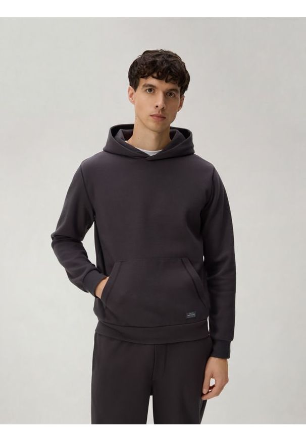 Reserved - Bluza z kapturem - ciemnoszary. Kolor: szary. Materiał: dzianina, bawełna