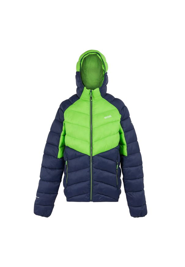 Regatta - Męska Kurtka Ocieplana Z Kapturem Dalent. Typ kołnierza: kaptur. Kolor: żółty, niebieski, wielokolorowy, zielony. Materiał: puch. Sport: turystyka piesza