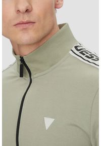 Guess - GUESS Zielona bluza męska z lampasami New Arlo. Kolor: zielony #4