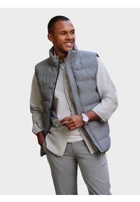 Ombre Clothing - Męski pikowany bezrękawnik z wełną – szary melanż V1 - Rozmiar: S/M. Okazja: na co dzień. Kolor: szary. Materiał: wełna. Długość rękawa: bez rękawów. Wzór: melanż. Styl: sportowy, casual #7