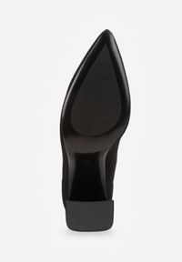 Born2be - Czarne Botki Wsuwane na Stożkowym Obcasie ze Skarpetową Cholewką Lerelda. Okazja: na spotkanie biznesowe. Zapięcie: bez zapięcia. Kolor: czarny. Materiał: dzianina. Szerokość cholewki: normalna. Obcas: na obcasie. Styl: biznesowy, elegancki. Wysokość obcasa: średni #9