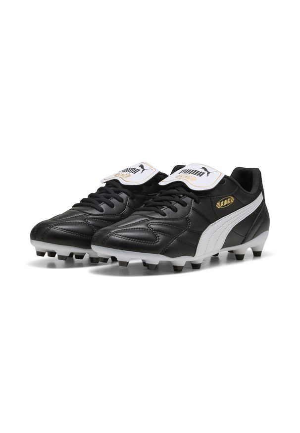 Puma - Buty piłkarskie unisex KING TOP FG/AG PUMA Black White Gold. Kolor: biały, wielokolorowy, czarny. Sport: piłka nożna