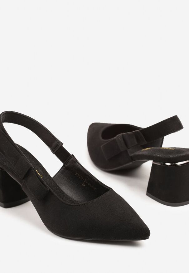 Renee - Czarne Sandały na Słupku Vices Slingback ze Skórzaną Wkładką Vevoline. Okazja: na co dzień, na spotkanie biznesowe, do pracy. Zapięcie: sprzączka. Kolor: czarny. Materiał: skóra. Sezon: lato. Obcas: na słupku. Styl: klasyczny, biznesowy, casual, elegancki