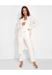 SIMONA CORSELLINI - Białe spodnie z aplikacją. Stan: podwyższony. Kolor: biały. Materiał: materiał. Wzór: aplikacja. Styl: elegancki #4