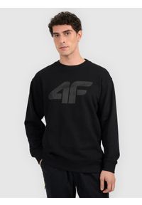4f - 4F Bluza dresowa nierozpinana bez kaptura męska - czarna L. Okazja: na co dzień. Typ kołnierza: bez kaptura. Kolor: czarny. Materiał: dresówka. Styl: casual #1