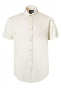 Lniano-Bawełniana Koszula Męska - Pako Jeans - Kolor Kości Słoniowej. Okazja: na co dzień. Typ kołnierza: button down. Kolor: beżowy, wielokolorowy, brązowy. Materiał: bawełna, len. Styl: casual #1