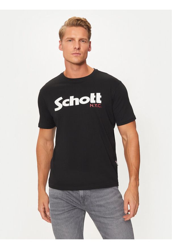 SCHOTT N.Y.C. T-Shirt TSLOGO Czarny Regular Fit. Kolor: czarny. Materiał: bawełna