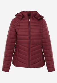 Renee - Bordowa Przejściowa Kurtka Pikowana z Kapturem z Możliwością Odpięcia Pretiga. Okazja: na spacer. Typ kołnierza: kaptur. Kolor: czerwony. Materiał: jeans, nylon #3