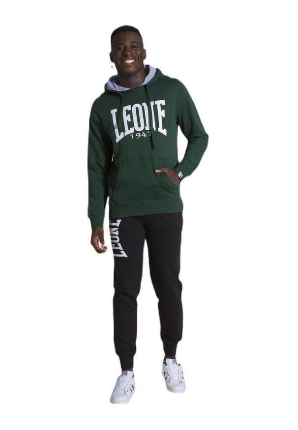 LEONE 1947 APPAREL - Męska bluza z kapturem Leone 1947 Apparel. Typ kołnierza: kaptur. Kolor: zielony. Materiał: tkanina. Sport: fitness