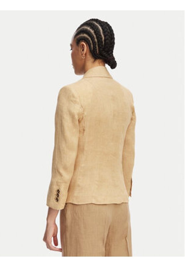 Marella Marynarka Cardato 2613041092 Beżowy Regular Fit. Kolor: beżowy. Materiał: len