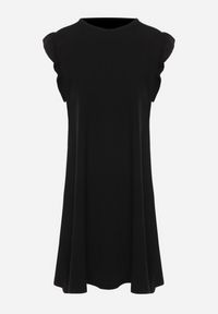 Born2be - Czarna Letnia Sukienka Bawełniana z Falbankami Wokół Ramion Sasare. Typ kołnierza: kołnierz z falbankami. Kolor: czarny. Materiał: bawełna. Długość rękawa: krótki rękaw. Wzór: aplikacja. Sezon: lato. Typ sukienki: trapezowe #3