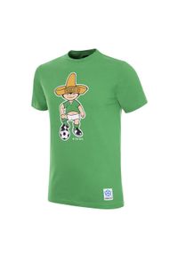COPA FOOTBALL - Koszulka piłkarska retro Mascote Juanito Campeonato do Mundo México 1970. Kolor: zielony. Sport: piłka nożna