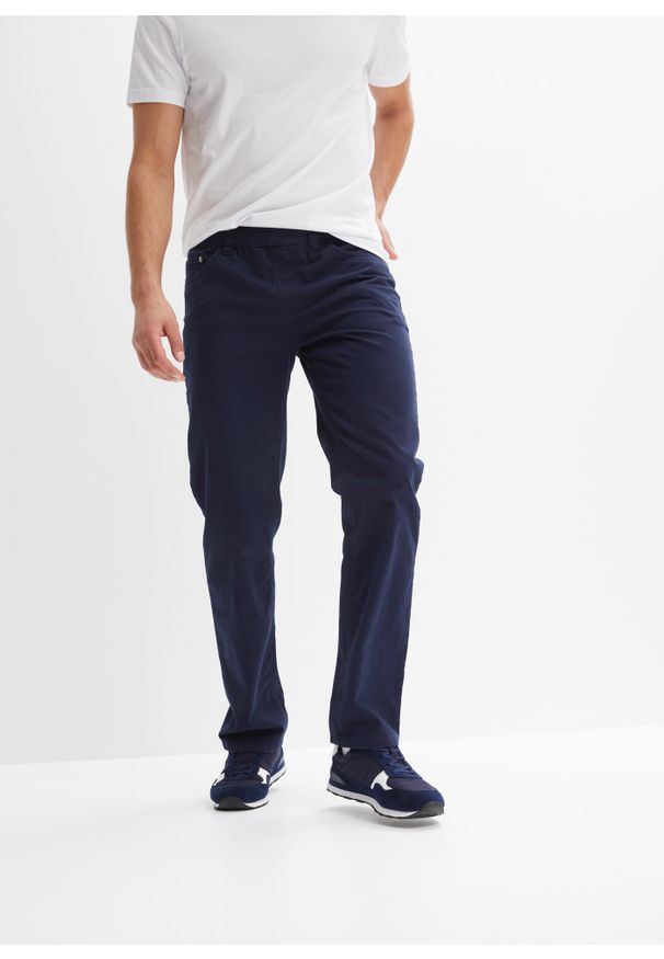 bonprix - Spodnie z gumką w talii, Regular Fit Straight. Kolor: niebieski
