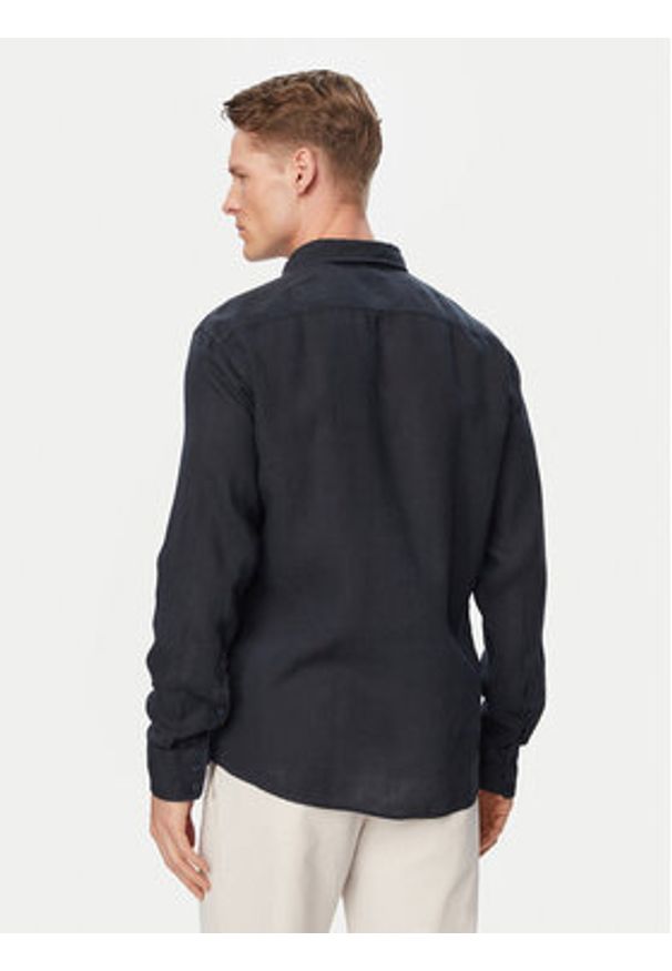 BOSS Koszula Relegant 50567579 Granatowy Regular Fit. Kolor: niebieski. Materiał: len