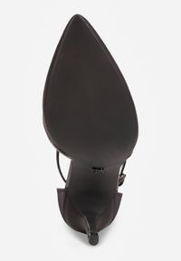 Born2be - Czarne Satynowe Szpilki Vices ze Skórzaną Wkładką Zdobione Cyrkoniami Lizzira. Okazja: na ślub cywilny, na wesele, na imprezę. Zapięcie: sprzączka. Kolor: czarny. Materiał: satyna, skóra. Wzór: aplikacja. Obcas: na szpilce. Styl: elegancki. Wysokość obcasa: średni #2