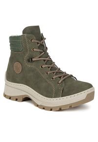 Rieker Botki X9334-54 Zielony. Kolor: zielony. Materiał: materiał #7