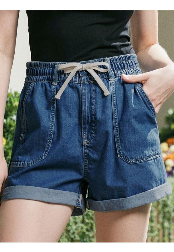 Sinsay - Szorty jeansowe paperbag high waist - niebieski. Stan: podwyższony. Kolor: niebieski. Materiał: jeans