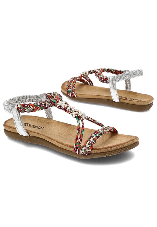 Kolorowe Sandały Artiker Modne Obuwie Damskie. Okazja: na co dzień. Zapięcie: pasek. Wzór: kolorowy. Sezon: lato. Styl: casual