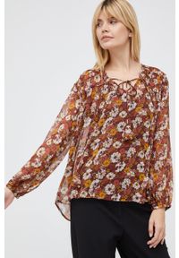 Pepe Jeans bluzka damska w kwiaty. Materiał: tkanina. Długość rękawa: długi rękaw. Długość: długie. Wzór: kwiaty #2