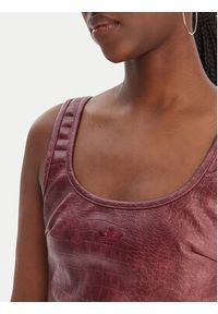 Adidas - adidas Top Pleather KD8786 Bordowy Slim Fit. Kolor: czerwony. Materiał: skóra #2