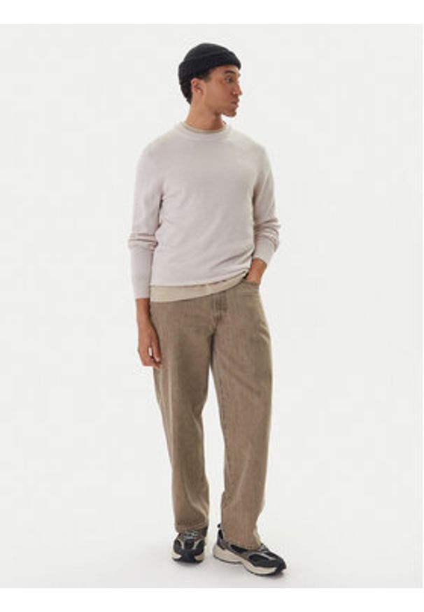 G-Star RAW - G-Star Raw Sweter Premium Core D27686-B692 Beżowy Regular Fit. Kolor: beżowy. Materiał: wełna