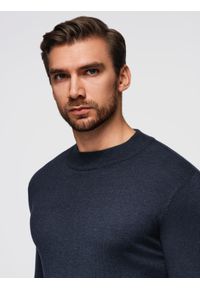 Ombre Clothing - Dzianinowy męski półgolf z wiskozą – granatowy melanż V4 - Rozmiar: L. Kolor: niebieski. Materiał: wiskoza, dzianina. Wzór: melanż. Styl: klasyczny #8