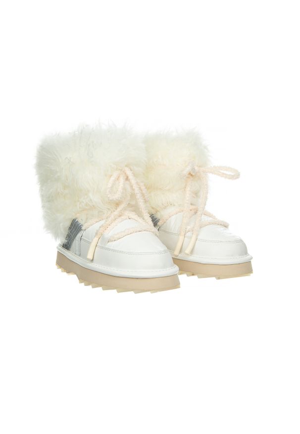 emu - Śniegowce Emu Blurred Glossy Coconut 119180, Biały, Skóra naturalna. Zapięcie: sznurówki. Kolor: biały. Materiał: skóra. Szerokość cholewki: normalna. Styl: elegancki