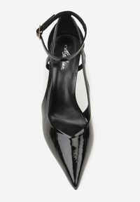 Renee - Czarne Szpilki Lakierowane z Wycięciami Fyriana. Zapięcie: sprzączka. Kolor: czarny. Materiał: lakier. Wzór: aplikacja. Sezon: jesień. Obcas: na szpilce. Styl: elegancki. Wysokość obcasa: średni #8