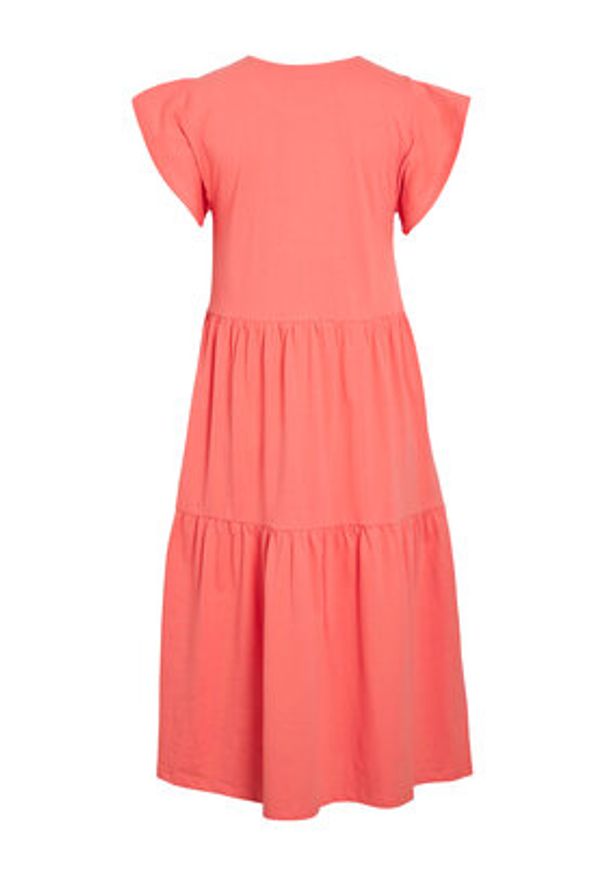 Vila Sukienka codzienna Summer 14087542 Koralowy Loose Fit. Okazja: na co dzień. Kolor: pomarańczowy. Materiał: syntetyk. Typ sukienki: proste. Styl: casual