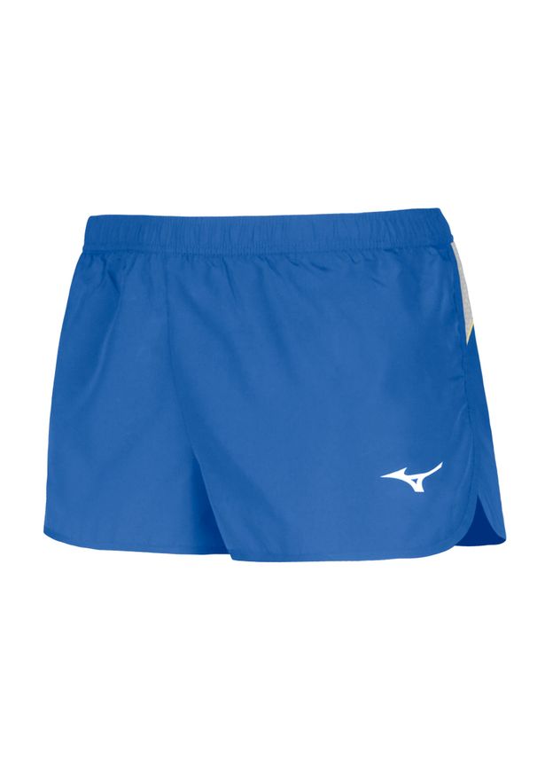Krótkie premium Mizuno JPN split. Kolor: niebieski, wielokolorowy, biały. Materiał: poliester, tkanina. Sport: bieganie