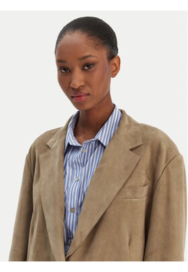 Weekend Max Mara Marynarka Cedro 2615441051 Khaki Relaxed Fit. Kolor: brązowy. Materiał: skóra