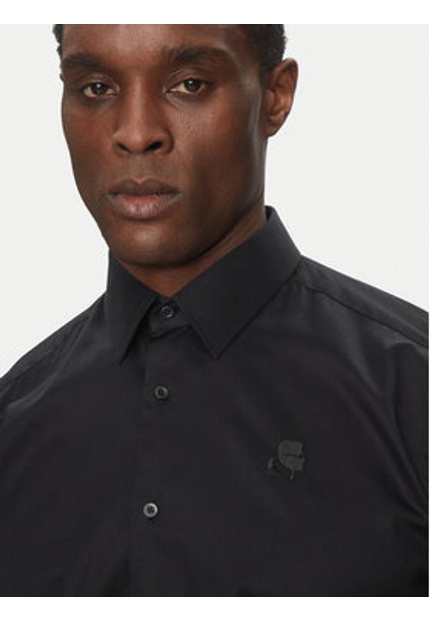 Karl Lagerfeld - KARL LAGERFELD Koszula 605038 552602 Czarny Modern Fit. Typ kołnierza: dekolt w karo. Kolor: czarny. Materiał: bawełna