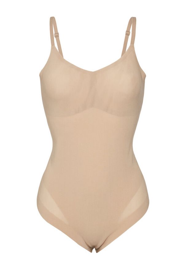 Calvin Klein Underwear Kombinezon modelujący LV00QF8295 Beżowy. Kolor: beżowy. Materiał: syntetyk