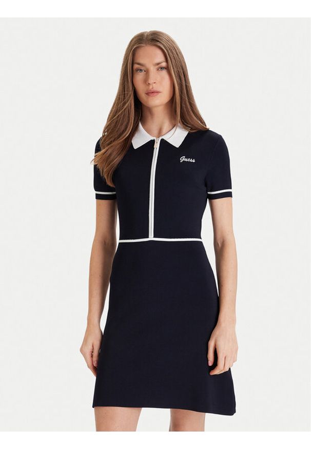 Guess Sukienka dzianinowa V5GK00 Z3D60 Granatowy Regular Fit. Kolor: niebieski. Materiał: wiskoza