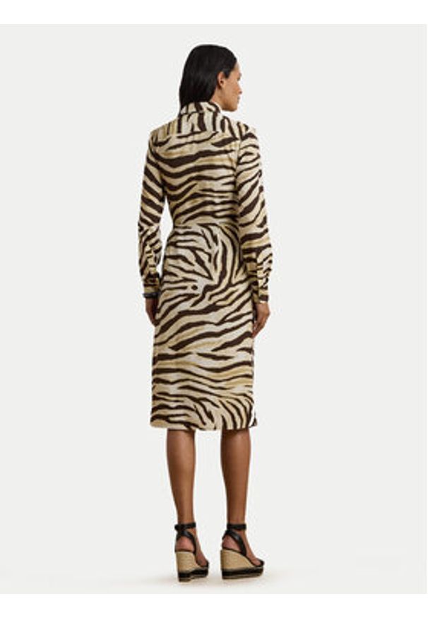 Lauren Ralph Lauren - LAUREN RALPH LAUREN Sukienka koszulowa 200970833001 Beżowy Regular Fit. Kolor: beżowy. Materiał: syntetyk. Typ sukienki: koszulowe