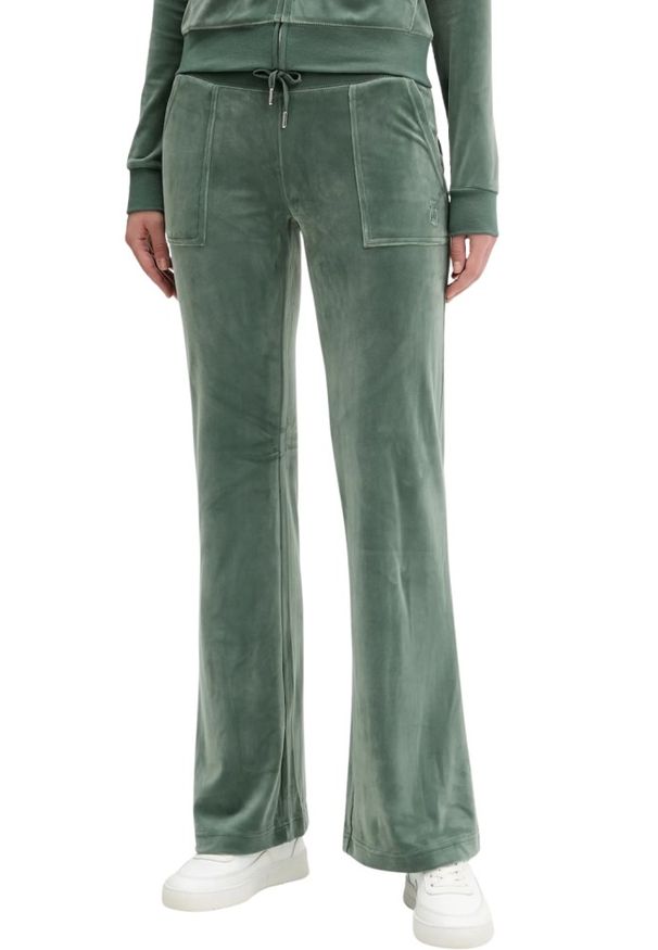 Juicy Couture - JUICY COUTURE Zielone damskie spodnie dresowe Layla Low Rise Pocket, Rozmiar XS. Kolor: zielony. Materiał: dresówka