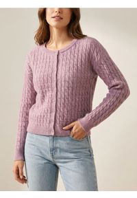 Sinsay - Kardigan z dekoracyjnym splotem - różowy. Kolor: różowy. Wzór: ze splotem #1