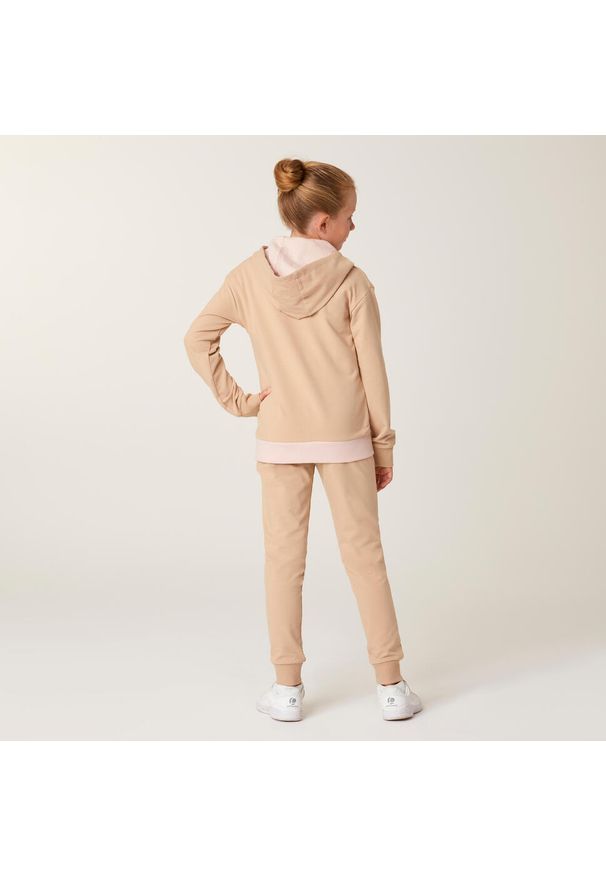 DOMYOS - Dres dziecięcy Domyos 500. Kolekcja: plus size. Kolor: beżowy, wielokolorowy, różowy. Materiał: dresówka. Styl: sportowy