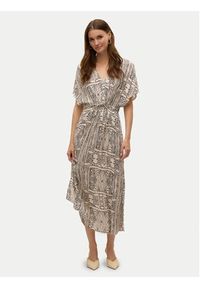 Vero Moda Sukienka letnia Menny 10303701 Beżowy Loose Fit. Kolor: beżowy. Materiał: wiskoza. Sezon: lato #6