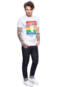 Wrangler - WRANGLER T SHIRT SS GLOBE TEE WHITE W7D9FK989 112131770. Wzór: nadruk #8