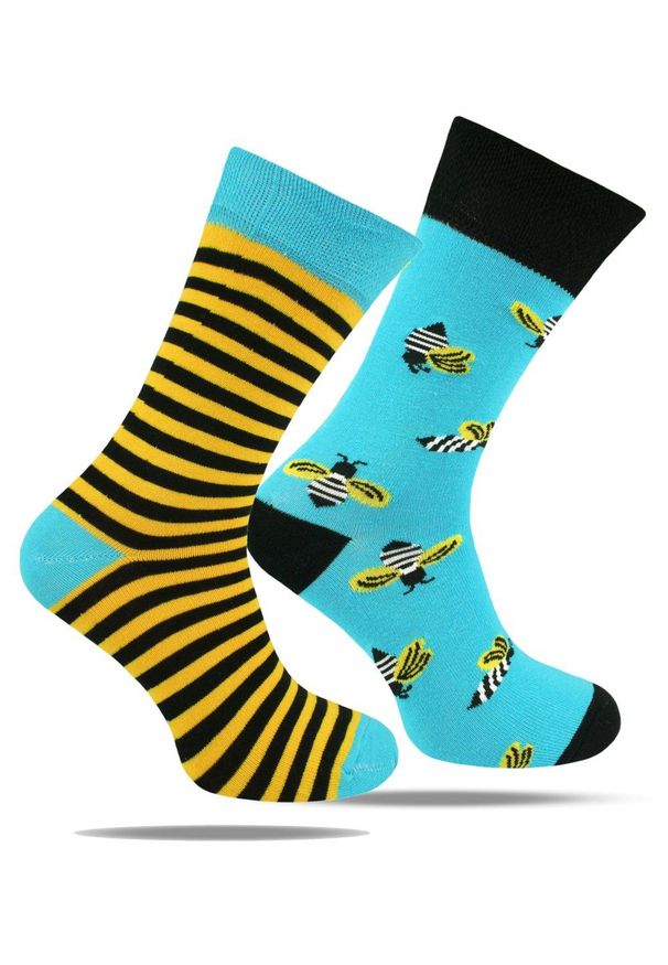 His Story - Skarpetki Bawełniane - Tematyczne - Asymetryczne w Pszczoły. Kolor: wielokolorowy. Materiał: elastan, bawełna, poliamid